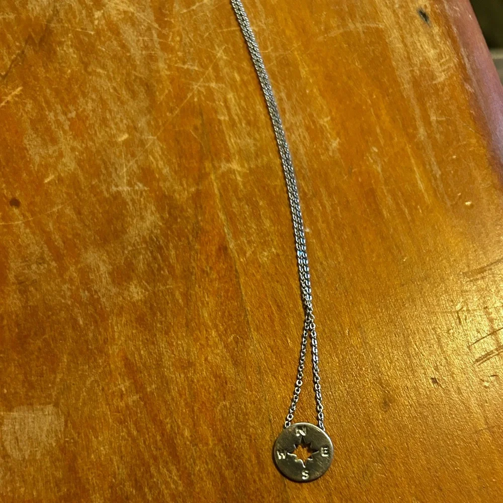 Sold - Silver Compass Pendant Necklace - Picture 7 of 12